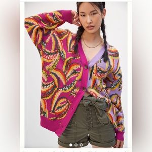FARM RIO BANANA COLORBLOCKED CARDIGAN